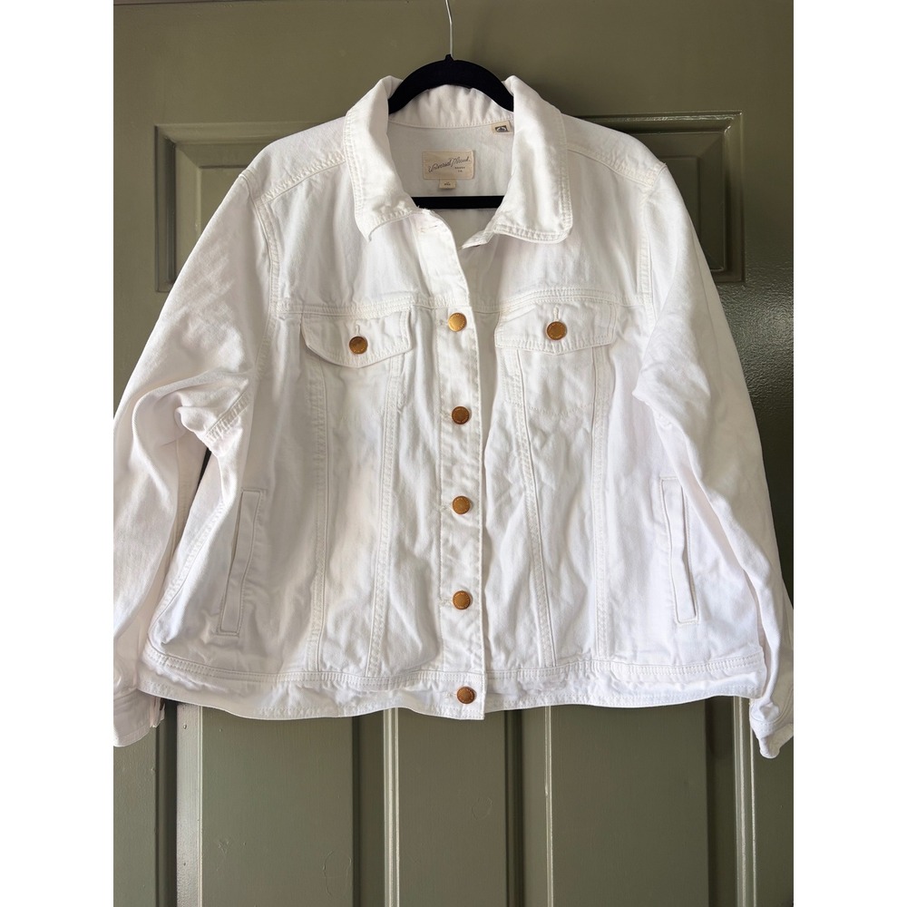 Universal Thread | White Denim Trucker Jacket | 1X || White|